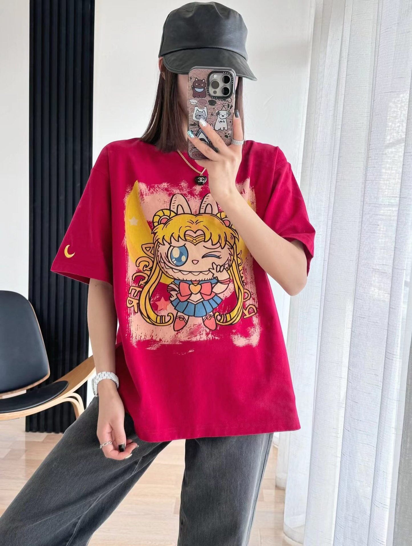 今季も大流行 ゆったり 刺?ロゴ ユニセックス 全3色 半袖 Tシャツ <F-4852>