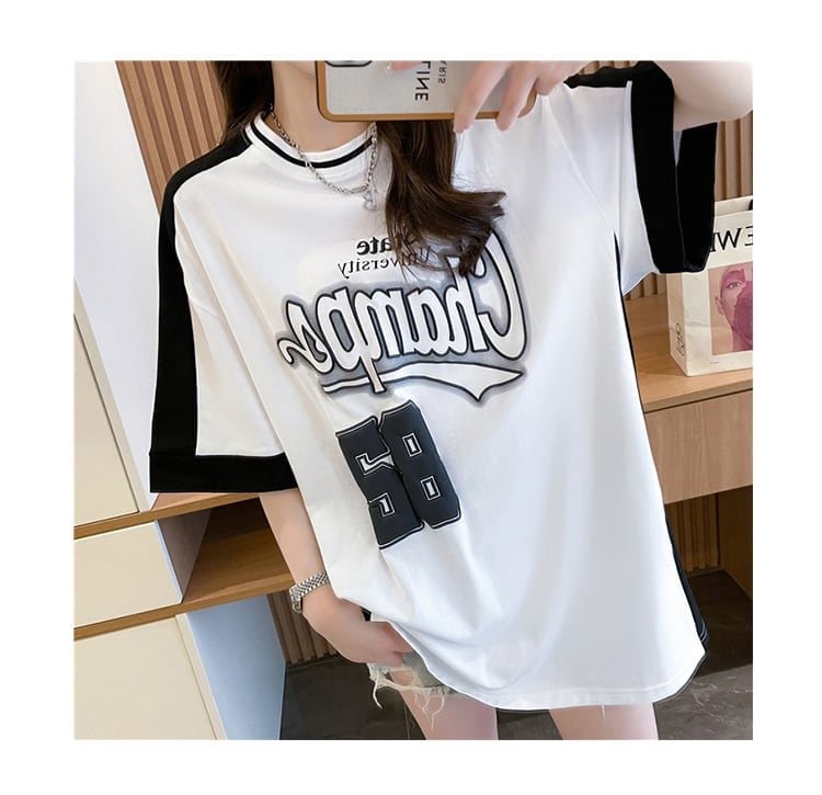 絶対流行 一目惚れ 個性的なデザイン 2色選択可 プリント Tシャツ カットソー＜F-8279＞