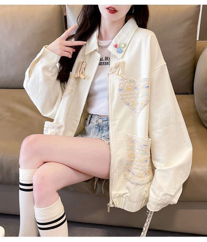 韓国風ファッションおしゃれ度高め 2色選択 柔らかくて優しい印象 ジャケット F-9505