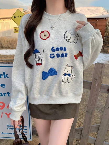 存在感抜群 sweet系可愛い トレンドアイテム 刺繍 2色選択 パーカーF-9892