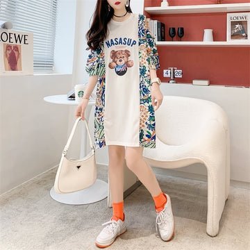 フライドストリート半袖トレンディな韓国風ラウンドネックTシャツ<F-2868>