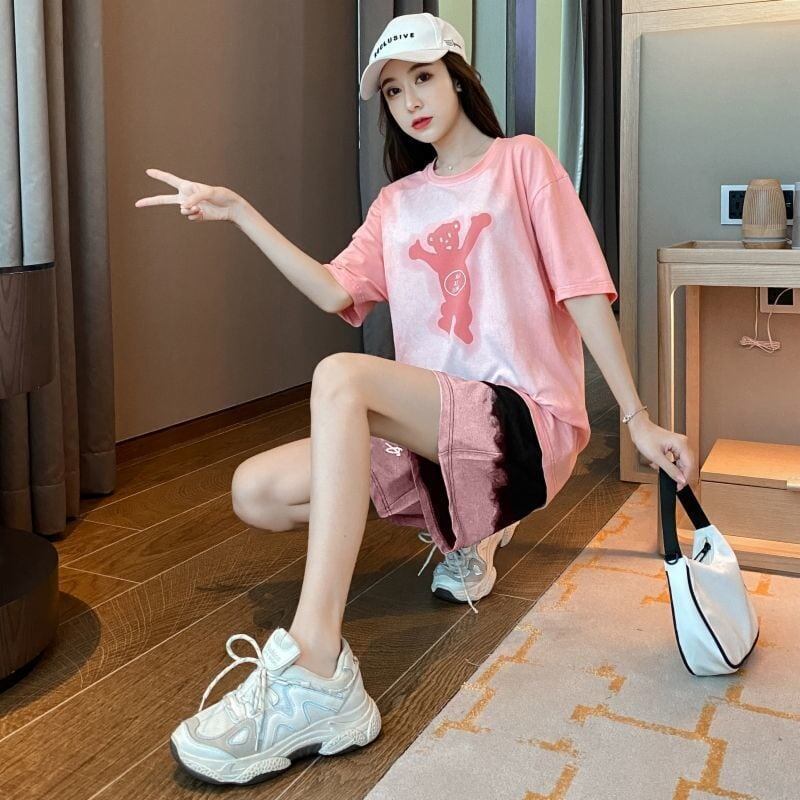 数量限定 ファッション 個性派 半袖Ｔシャツⅹパンツセット全4色F-8783
