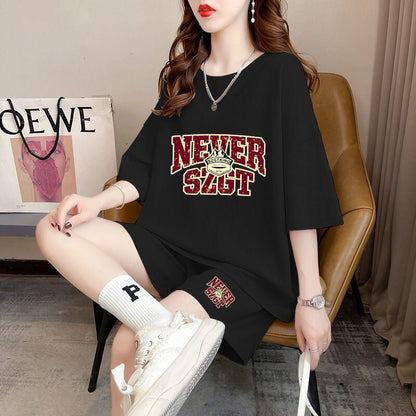売り切れ必至 プリント カジュアル 半袖Ｔシャツⅹパンツセット全2色 <F-8549>