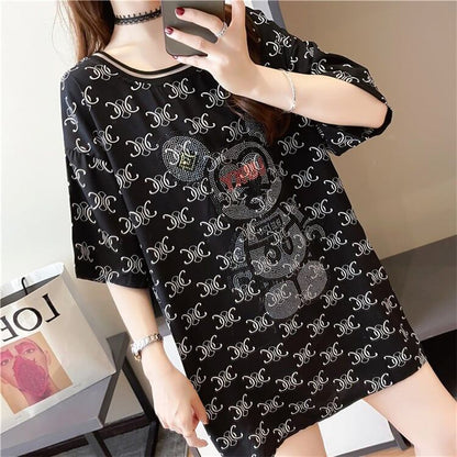 着?せ 立体のリボン バックオープン ロング Tシャツ ゆったり半袖 ＜F-2920＞