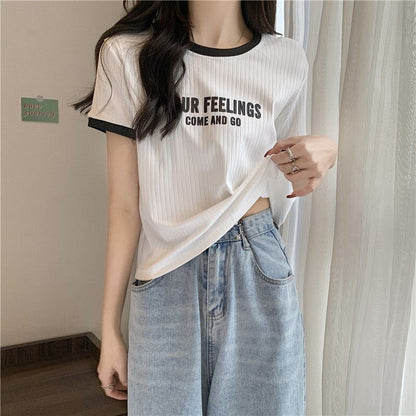 ゆったり感アップ アルファベット ファッション Tシャツ カットソー＜F-3077＞