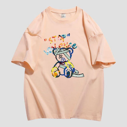 スタイルアップ カジュアル おしゃれ度高め プリント全5色 半袖Tシャツ<F-9437>