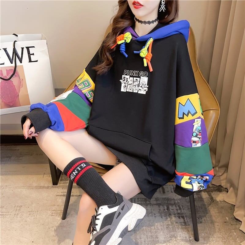 【半額！期間限定！！】(裏起毛あり)ファッション キュート 個性派 長袖 スウェット パーカー トップス＜F-2160＞