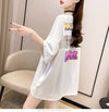 【半額！期間限定！！】グラフィック   透かし彫り Tシャツ ゆったりワンピース ＜F-4021＞