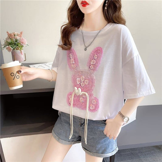 デザイン感   チャーミング Tシャツ カットソー＜F-3425＞