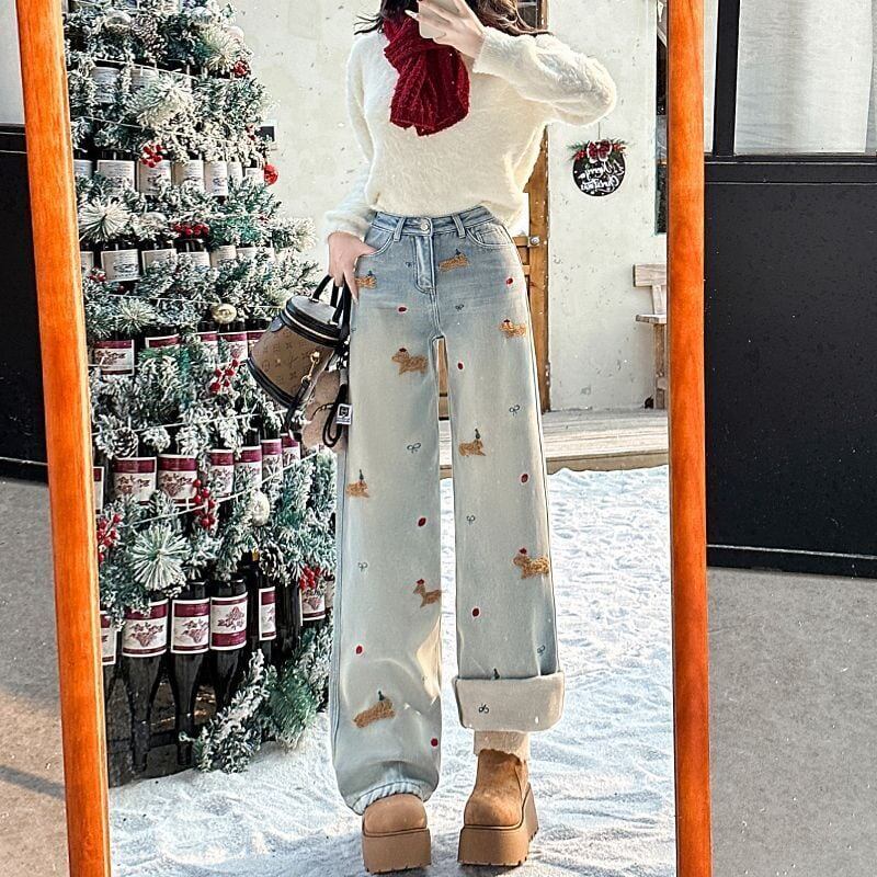 好感度UP 着回し力抜群 売り切れ必至 プラスベルベット 2色選択 デニム ワイドパンツ＜F-10864＞