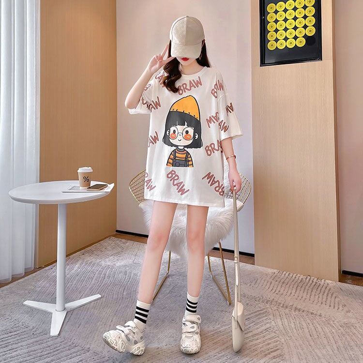 新商品 ラウンドネック 好感度満載 プリント Tシャツ カットソー＜F-8477＞