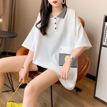 カジュアル 3色選択可 お洒落 ストライプ Tシャツ カットソー＜F-3068＞
