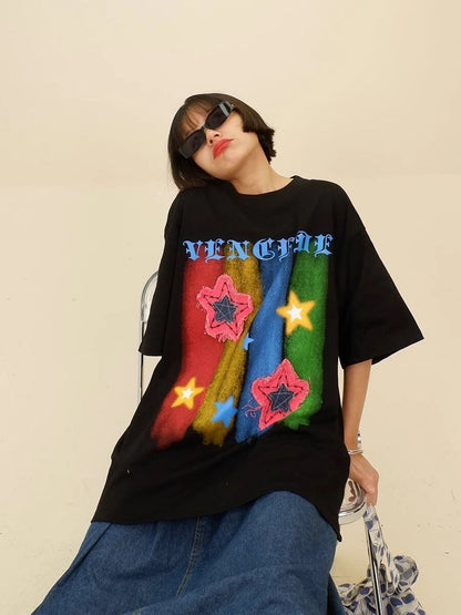 話題沸騰中 目を奪われる 流行新作 個性的なデザイン 2色選択 半袖 Tシャツ F-9309