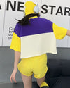 着回し力抜群 切り替え三色 韓国系 ゆったり半袖Tシャツ ＜F-8455＞