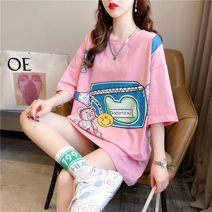 個性的なデザイン 3色選択可 一目惚れ プリント Tシャツ カットソー＜F-3062＞