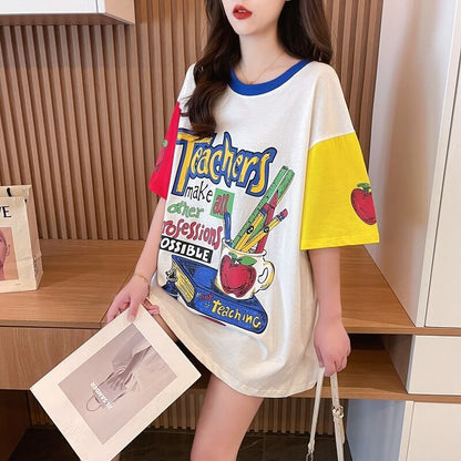【半額！期間限定！！】カジュアル ルーズ キュート Tシャツ<F-6611>