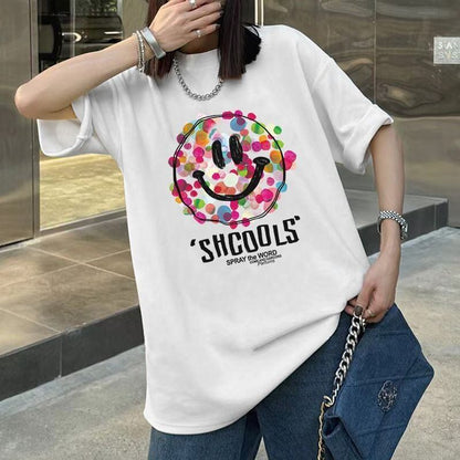 話題沸騰中 スマイリー カジュアル 半袖 Tシャツ <F-8651>