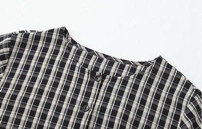 定番シンプル エレガント ゆったり感アップ チェック柄 Tシャツ カットソー＜F-8368＞