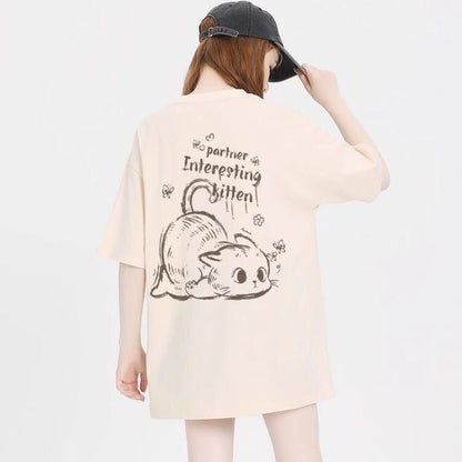 おすすめ 感満々 柔らかくて優しい印象 タイルアップ プリント 4色選択 半袖Tシャツ＜F-9317＞