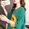 質感のいい ニコちゃん刺繍 スマイル ロング Tシャツ ゆったり半袖 ＜F-2947＞