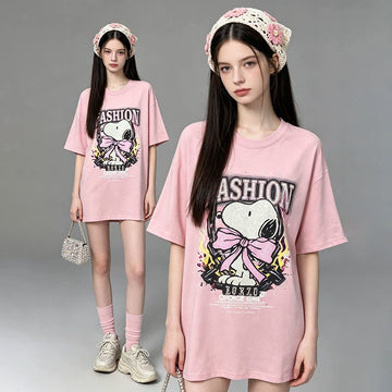 大人気アイテム プリント ゆったり Tシャツ F-13439