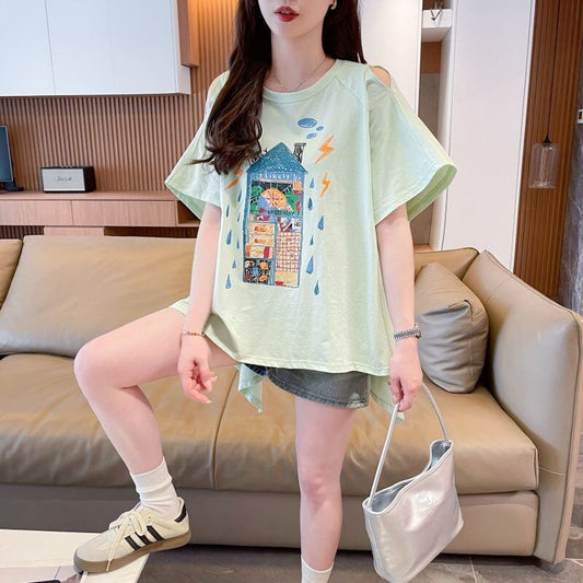 売れ筋 早い者勝ち 絶対流行 カジュアル 2色選択 Tシャツ<F-11444>