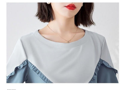 【半額！期間限定！！】 ファッション 定番シンプル 上質 シフォン 半袖<F-6595>