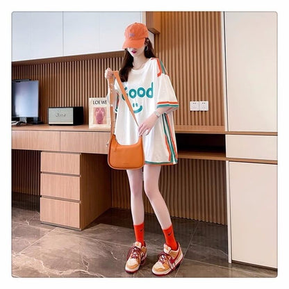 おすすめ   アルファベット Tシャツ ゆったり半袖 ＜F-2881＞