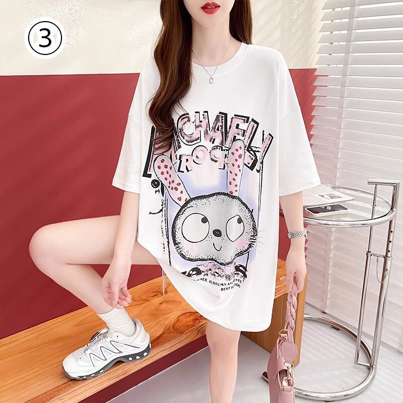 売り切れ必至 ルーズ カジュアル プリント 6種選択可 半袖TシャツF-8873
