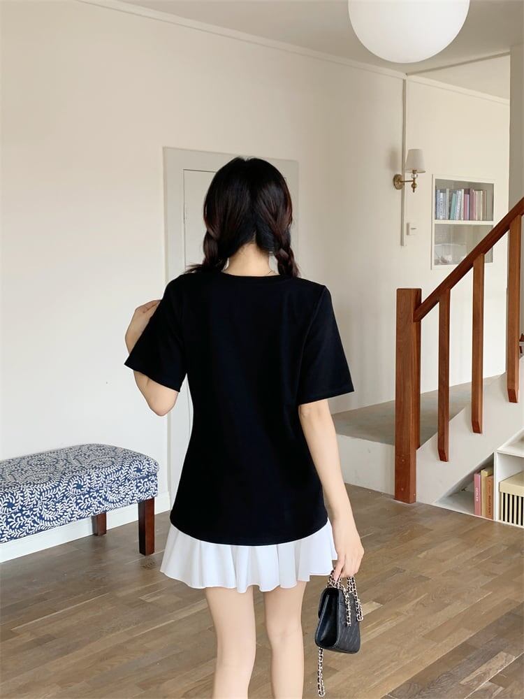 絶対欲しい キュート 超人気 ピンク プリント スパンコール 3色選択 半袖Tシャツ＜F-8570＞