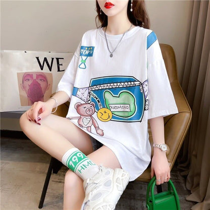 個性的なデザイン 3色選択可 一目惚れ プリント Tシャツ カットソー＜F-3062＞