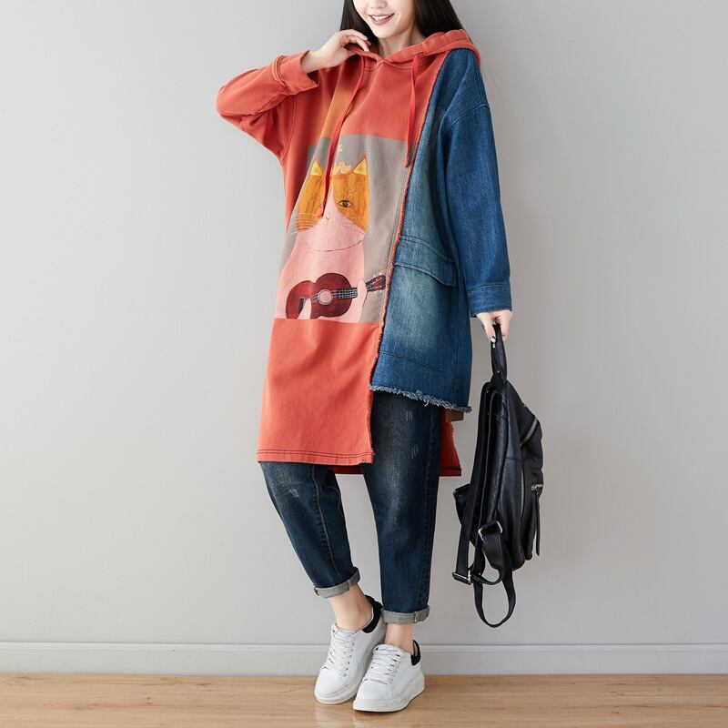 都市ファッショ デザイン オシャレ る カジュアル 個性派 デニム 切り替え 3色選択 パーカーF-10511