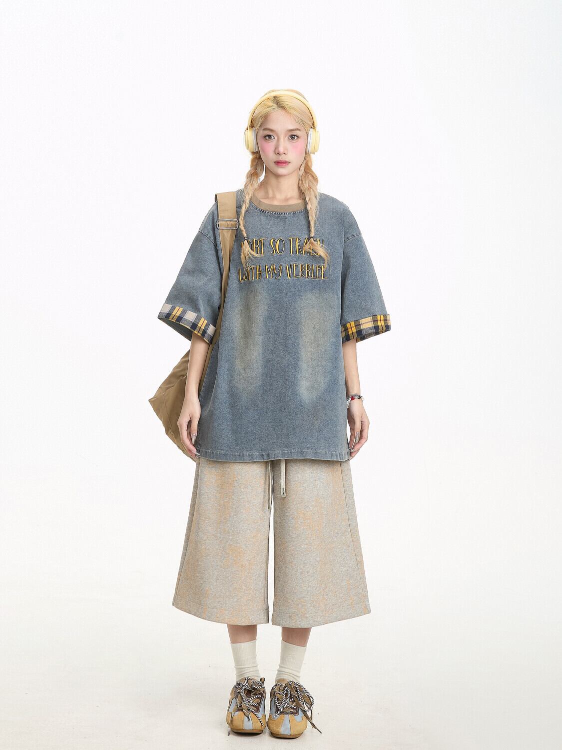デニム 売れ筋 おすすめ 絶対流行 早い者勝ち カジュアル男女兼用 2色選択 Tシャツ<F-11340>