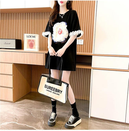 デザインセンスレースステッチTシャツ半袖新しいスタイル<F-2932>