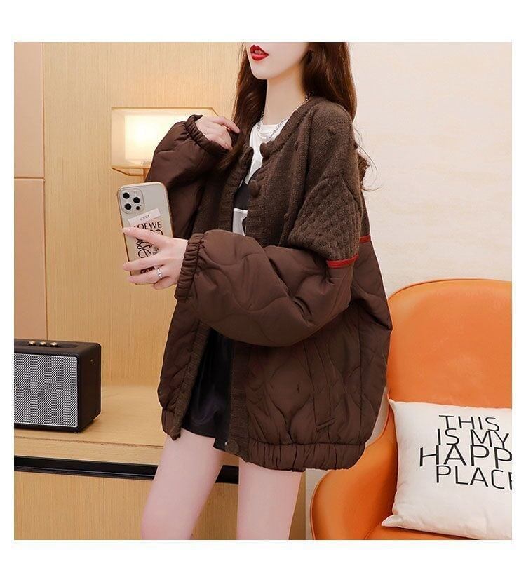韓国系切り替えニットカーディガン三色ありトップス＜F-4217＞