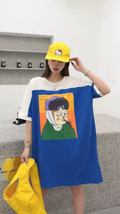 おすすめ 好感度UP 海外トレンド カジュアル 全3色 半袖 Tシャツ ワンピース ＜F-11556＞