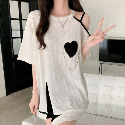 超人気商品 オフショルダー ファッション Tシャツ ＜F-8667＞
