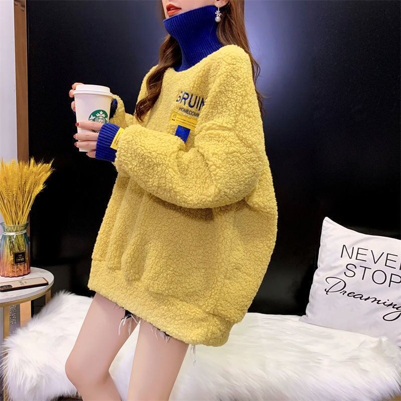 もこもこハイネックボアトレーナー全3色厚手スウェット<F-4394>