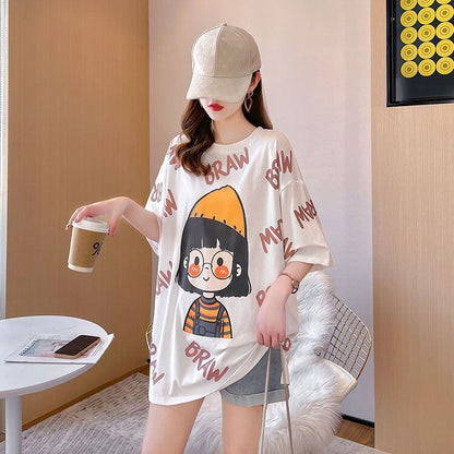 新商品 ラウンドネック 好感度満載 プリント Tシャツ カットソー＜F-8477＞