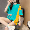 韓国風漫画刺繍ワッペン半袖Tシャツ<F-2991>