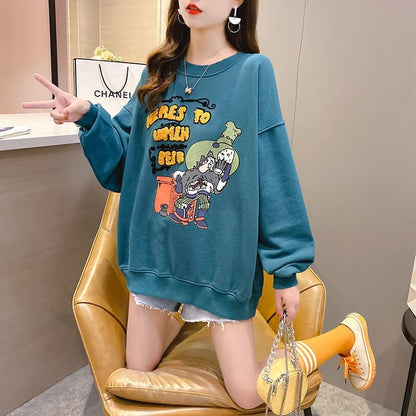 定番シンプル プリント カジュアル 4色選択 スウェットF-10931