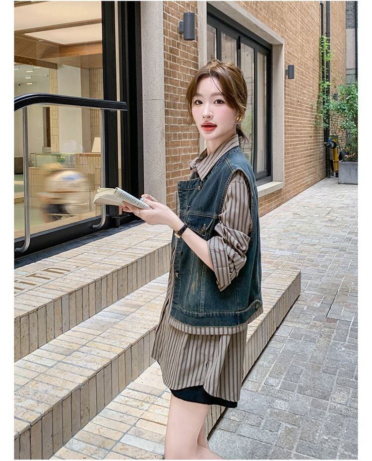 売れ筋 元主役級 美人度アップ 気いっぱい 好感度UP セットアップ ベスト+シャツF-10768