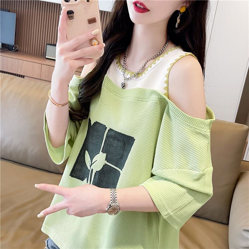 好感度100％ ラウンドネック キュート 半袖 Tシャツ ＜F-8628＞