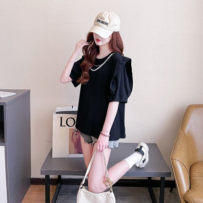 売り切れ必至 簡潔 個性派 ファッション 全3色 半袖Tシャツ<F-8514>