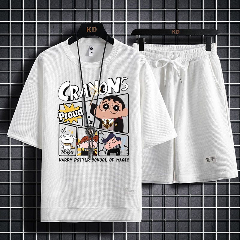 男女兼用 新作 プリント Tシャツ & ショーツ セットアップ F-13327