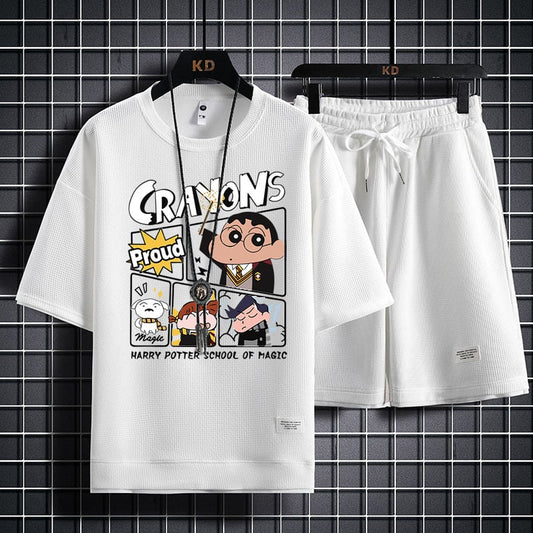 男女兼用 新作 プリント Tシャツ & ショーツ セットアップ F-13327