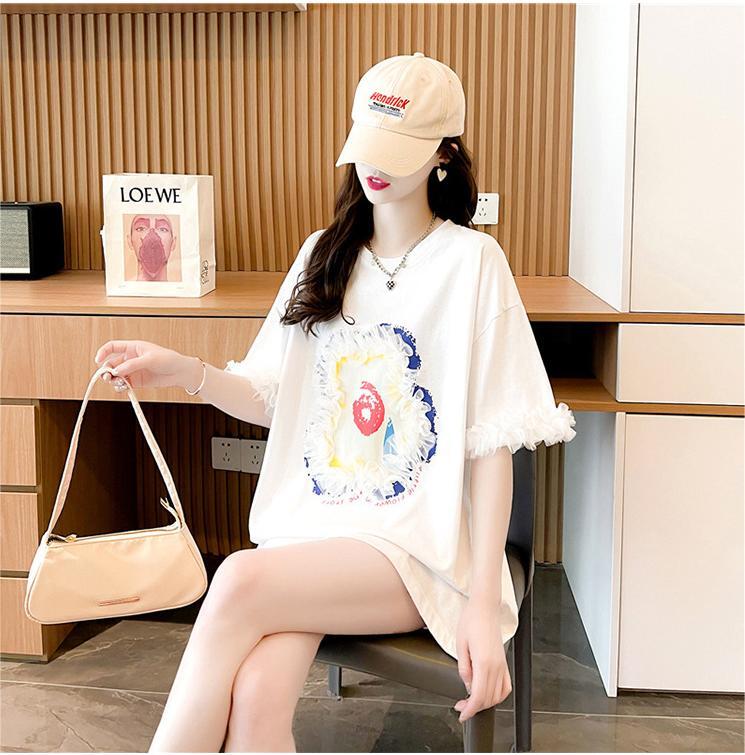 デザインセンスレースステッチTシャツ半袖新しいスタイル<F-2932>