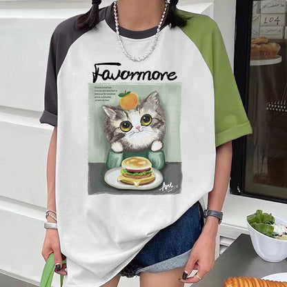 話題沸騰中 プリント切り替え 新作 全2色 半袖Tシャツ カットソー ＜F-8682＞