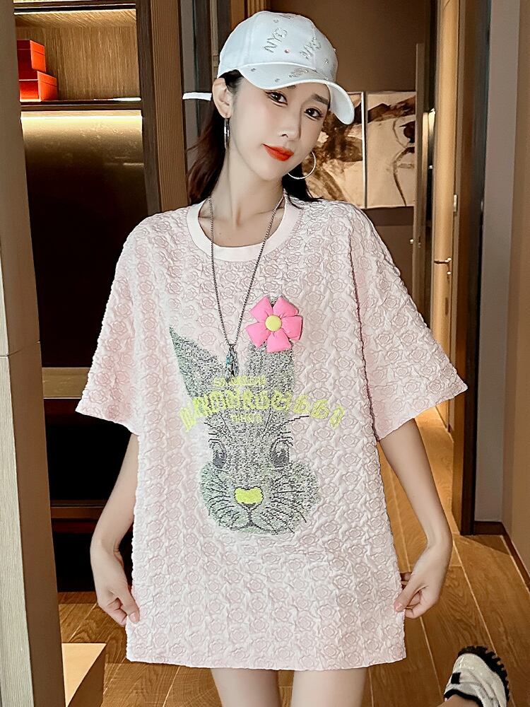 話題沸騰中 キュート カジュアル ホットダイヤモンド 半袖Tシャツ＜F-8626＞
