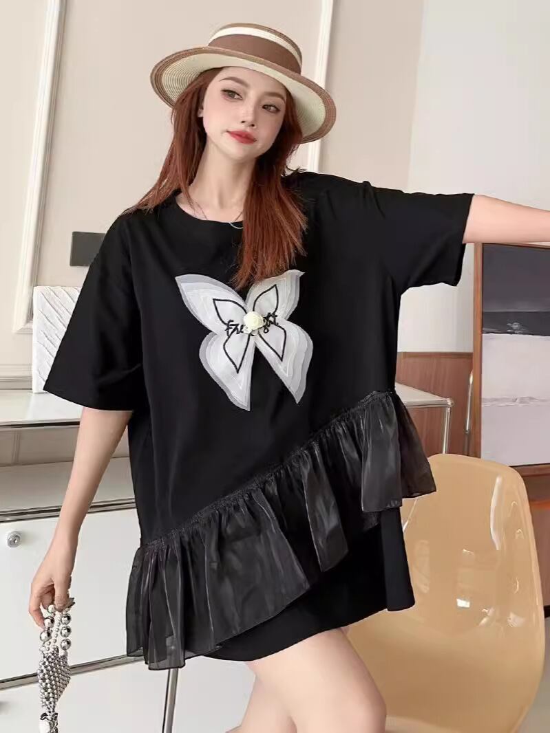 絶対欲しい 切り替え キュート プリントゆったり 半袖Tシャツ 全5色＜F-8271＞